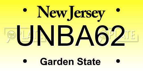 UNBA62 New Jersey License Plate
