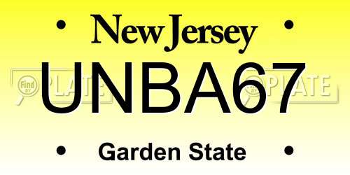 UNBA67 New Jersey License Plate