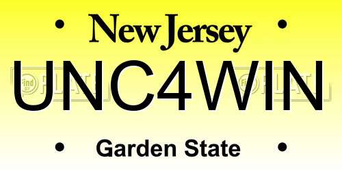 UNC4WIN New Jersey License Plate