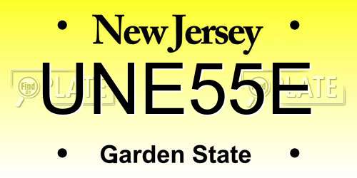 UNE55E New Jersey License Plate