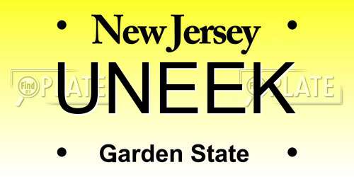 UNEEK New Jersey License Plate