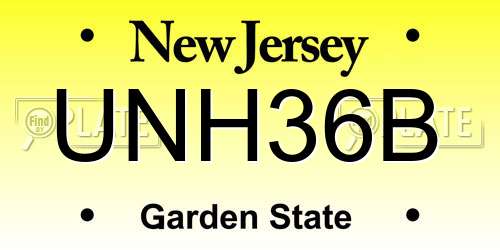 UNH36B New Jersey License Plate
