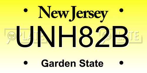 UNH82B New Jersey License Plate