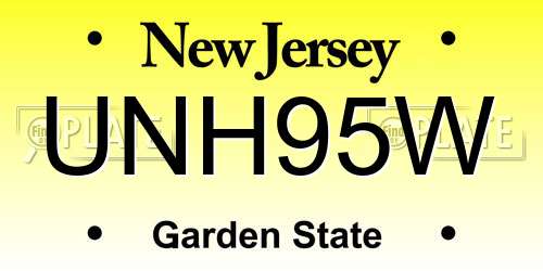 UNH95W New Jersey License Plate