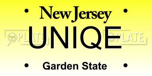 UNIQE New Jersey License Plate
