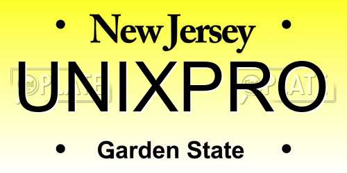 UNIXPRO New Jersey License Plate