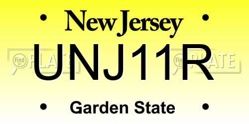 UNJ11R New Jersey License Plate