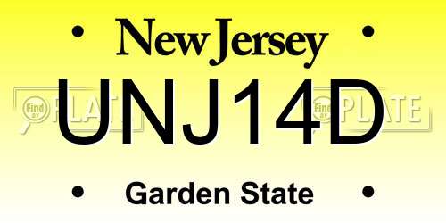 UNJ14D New Jersey License Plate