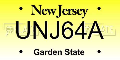 UNJ64A New Jersey License Plate