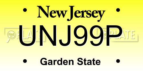 UNJ99P New Jersey License Plate