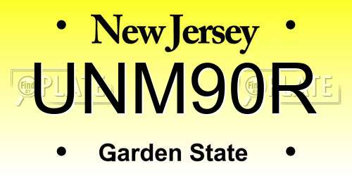 UNM90R New Jersey License Plate