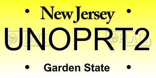 UNOPRT2 New Jersey License Plate