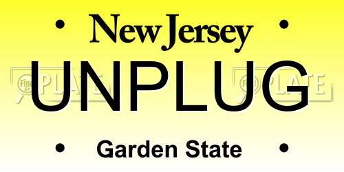 UNPLUG New Jersey License Plate