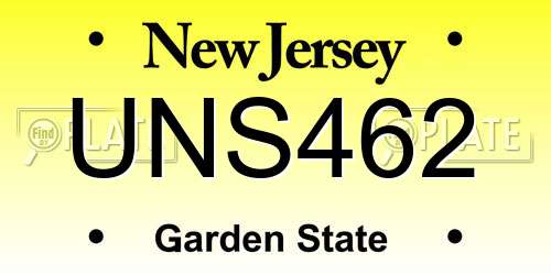 UNS462 New Jersey License Plate