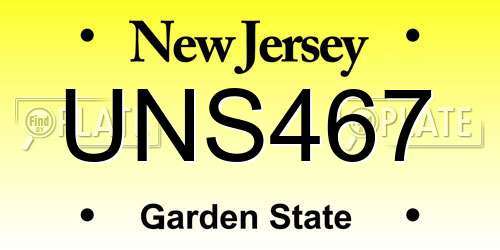 UNS467 New Jersey License Plate