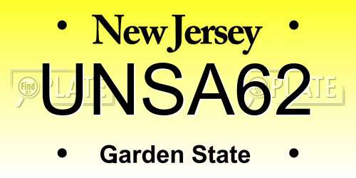 UNSA62 New Jersey License Plate