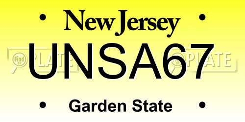 UNSA67 New Jersey License Plate
