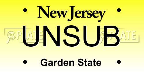 UNSUB New Jersey License Plate