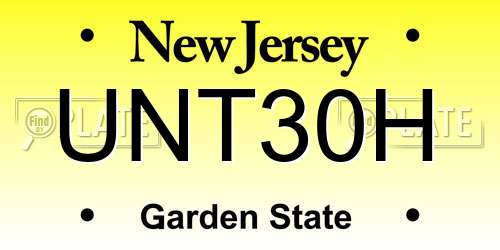 UNT30H New Jersey License Plate
