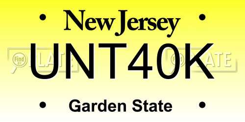 UNT40K New Jersey License Plate