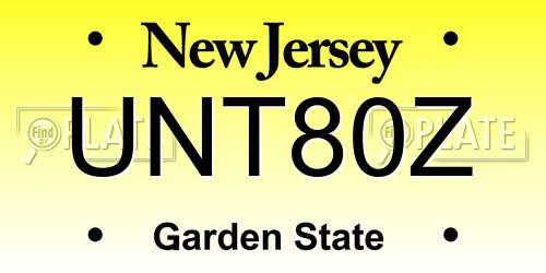 UNT80Z New Jersey License Plate