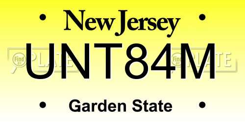 UNT84M New Jersey License Plate