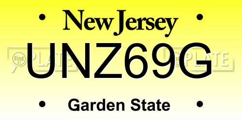 UNZ69G New Jersey License Plate