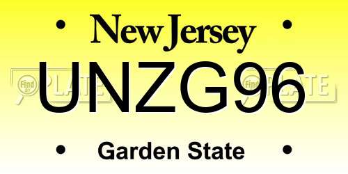 UNZG96 New Jersey License Plate