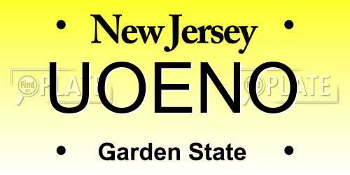 UOENO New Jersey License Plate