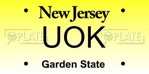 UOK New Jersey License Plate