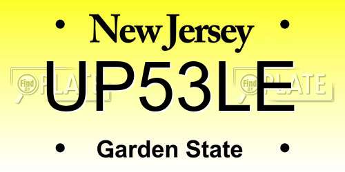 UP53LE New Jersey License Plate
