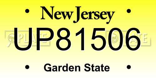 UP81506 New Jersey License Plate