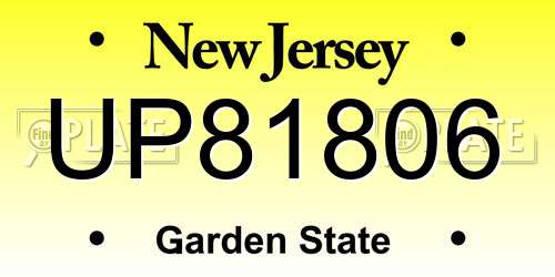 UP81806 New Jersey License Plate