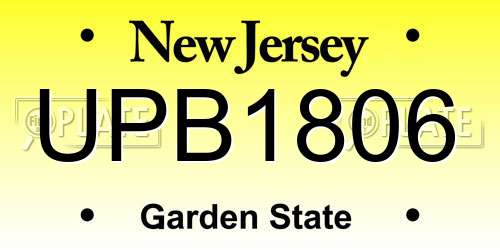 UPB1806 New Jersey License Plate
