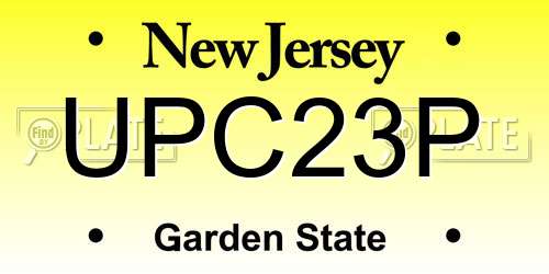 UPC23P New Jersey License Plate
