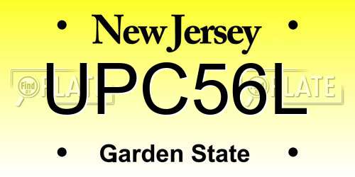 UPC56L New Jersey License Plate