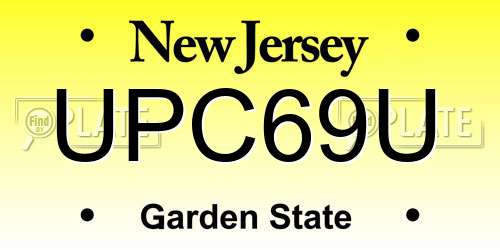 UPC69U New Jersey License Plate