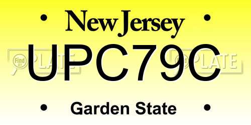 UPC79C New Jersey License Plate