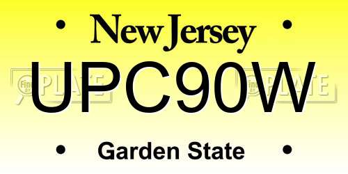 UPC90W New Jersey License Plate