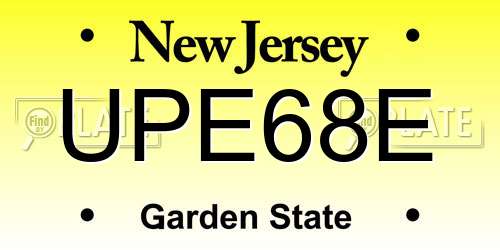 UPE68E New Jersey License Plate
