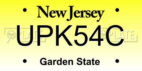 UPK54C New Jersey License Plate