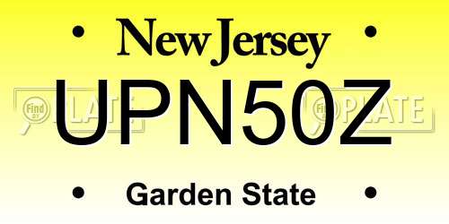 UPN50Z New Jersey License Plate