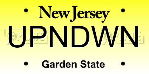 UPNDWN New Jersey License Plate