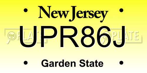 UPR86J New Jersey License Plate