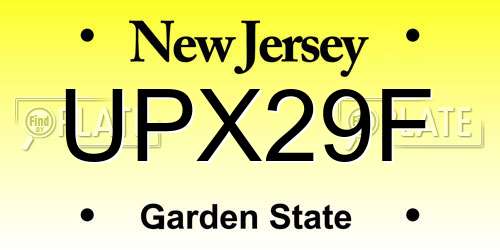 UPX29F New Jersey License Plate