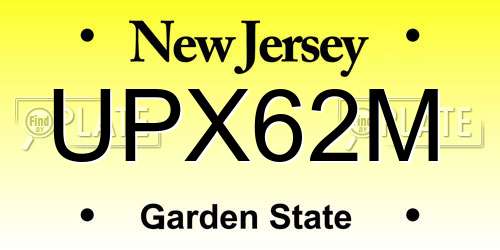UPX62M New Jersey License Plate