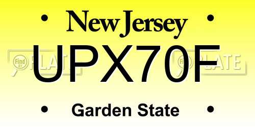 UPX70F New Jersey License Plate