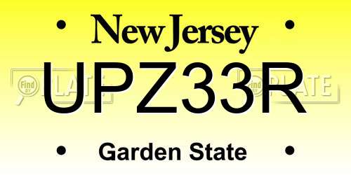 UPZ33R New Jersey License Plate