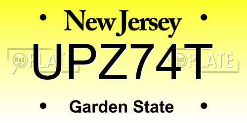 UPZ74T New Jersey License Plate