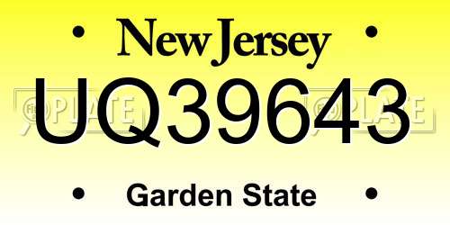 UQ39643 New Jersey License Plate